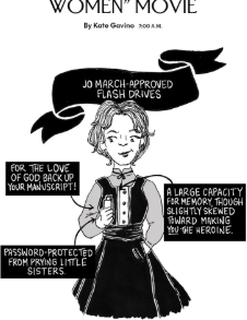 New Yorker illustration imagining promotional tie-ins for Little Women