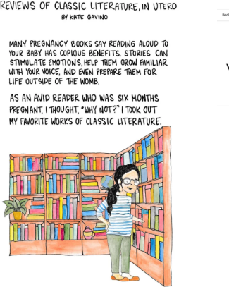 Illustration about reading classic literature aloud during pregnancy